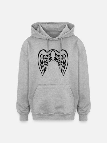 flügel - Oversized Unisex Hoodie - Grau meliert