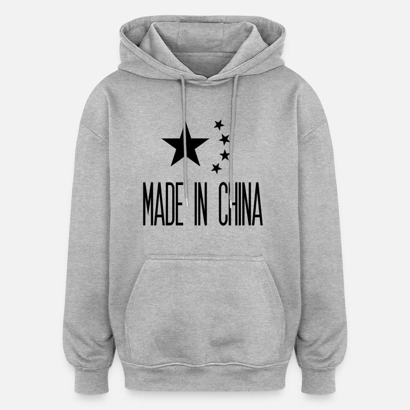 Made in China - Sweat à capuche oversize unisexe - gris chiné