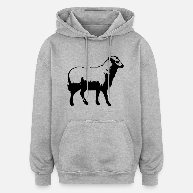 mouton - Sweat à capuche oversize unisexe - gris chiné