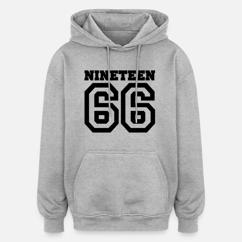 1966 - Sweat à capuche oversize unisexe - gris chiné