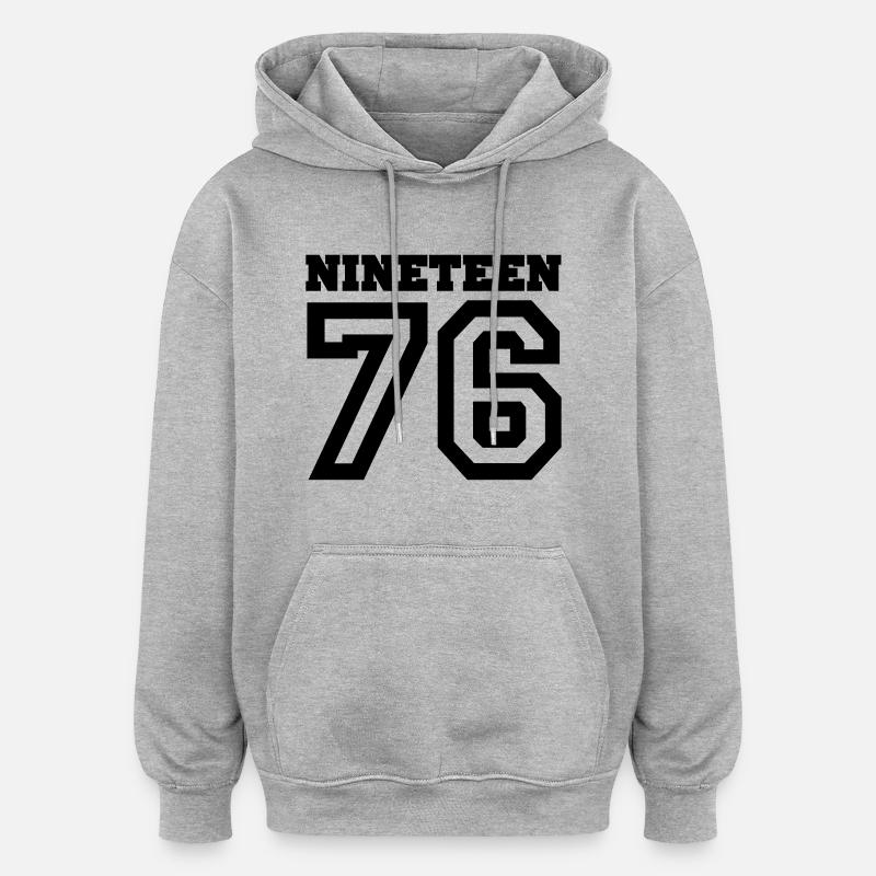 1976 - Sweat à capuche oversize unisexe - gris chiné