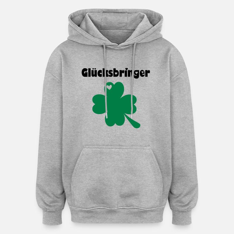 Kleeblatt - Oversized Unisex Hoodie - Grau meliert
