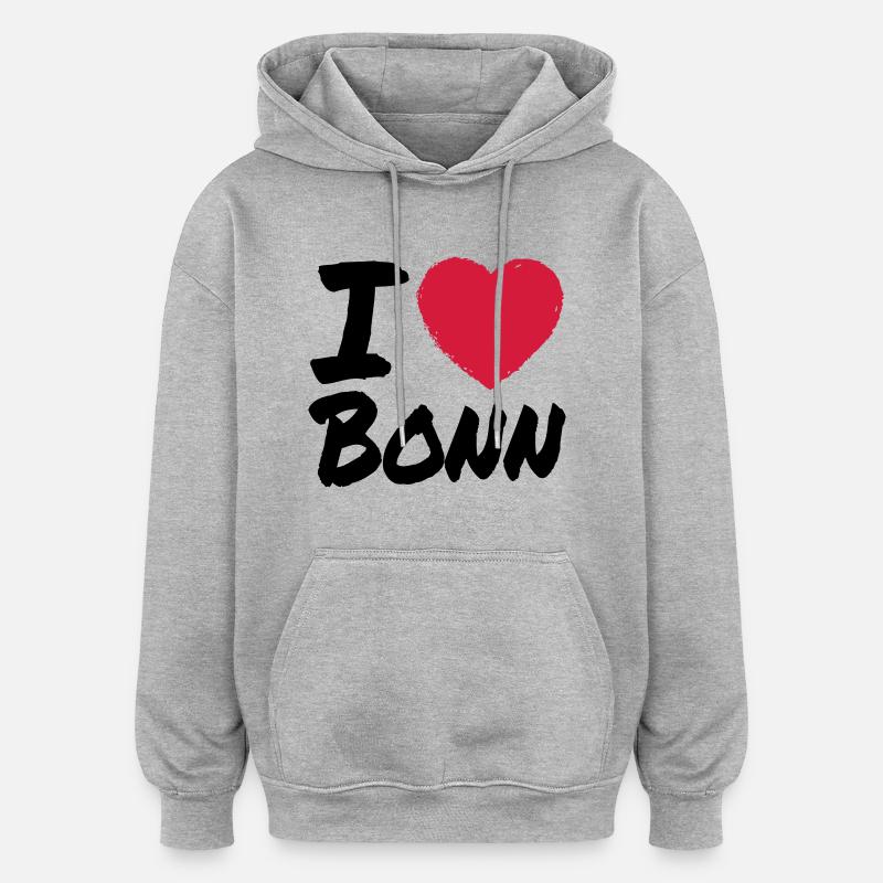 I Love Bonn - Oversized Unisex Hoodie - Grau meliert