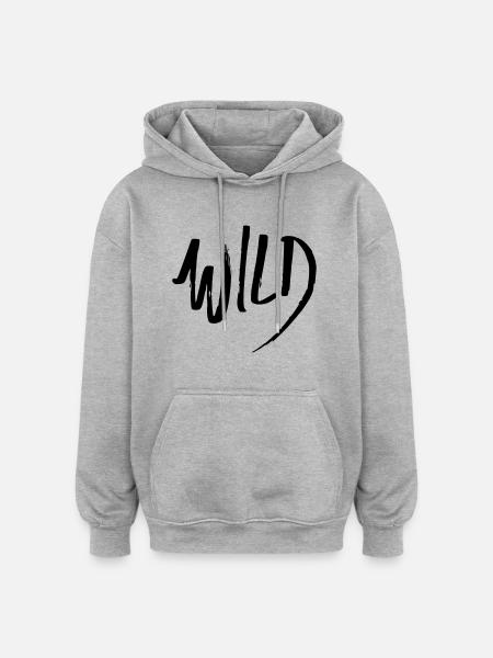 wild - Oversized Unisex Hoodie - Grau meliert
