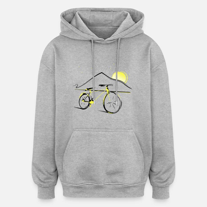 Teide et vélo - Sweat à capuche oversize unisexe - gris chiné