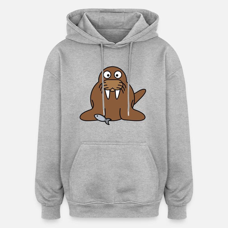 walross2 - Sweat à capuche oversize unisexe - gris chiné