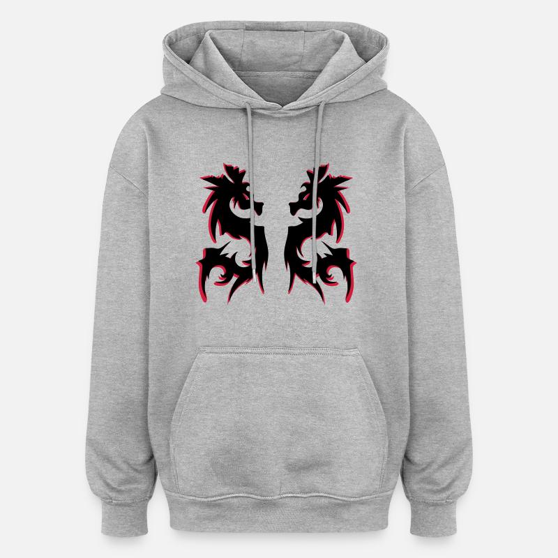 drachen - Oversized Unisex Hoodie - Grau meliert
