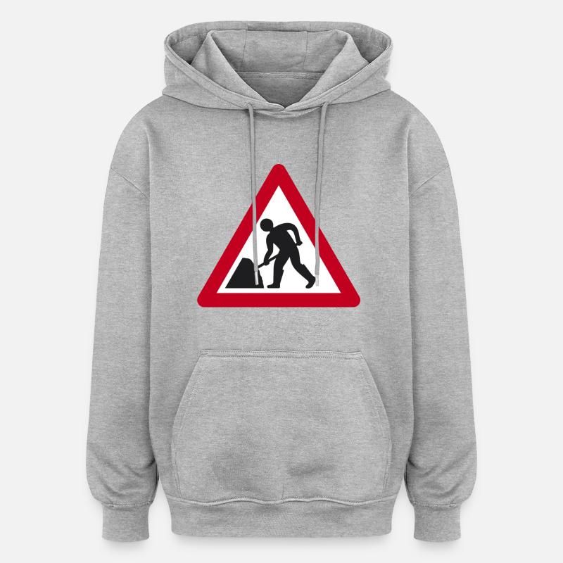 men at work - Sweat à capuche oversize unisexe - gris chiné