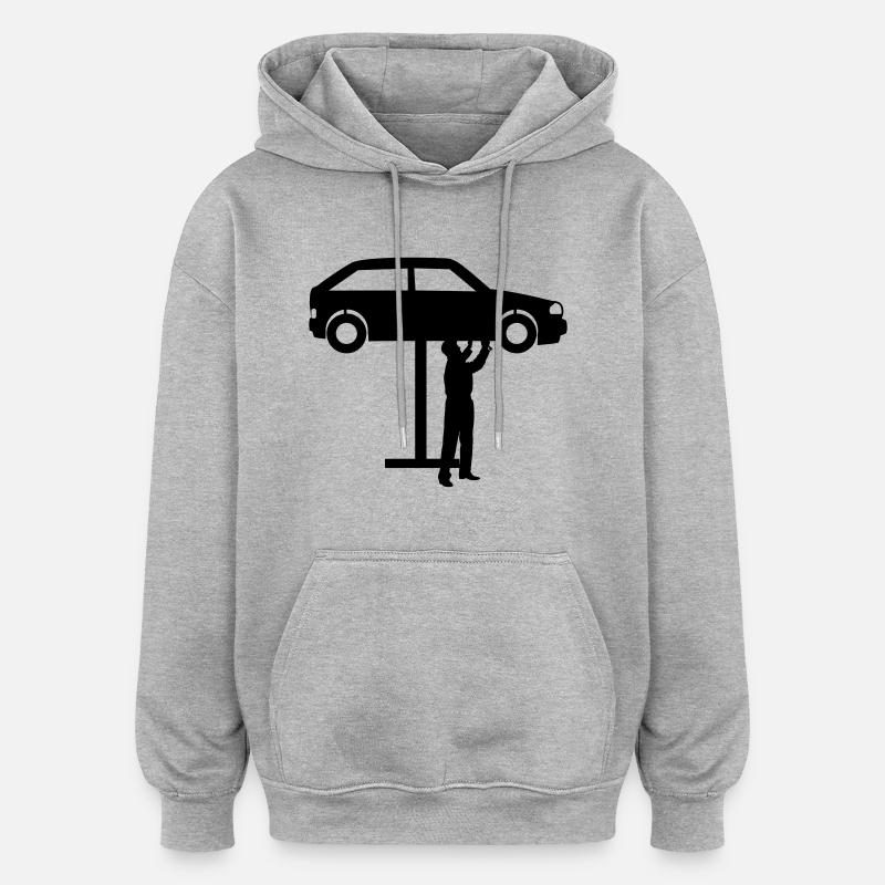 Mécanicien Automobile - Sweat à capuche oversize unisexe - gris chiné