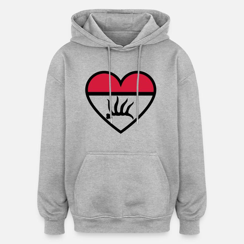 gp - Sweat à capuche oversize unisexe - gris chiné