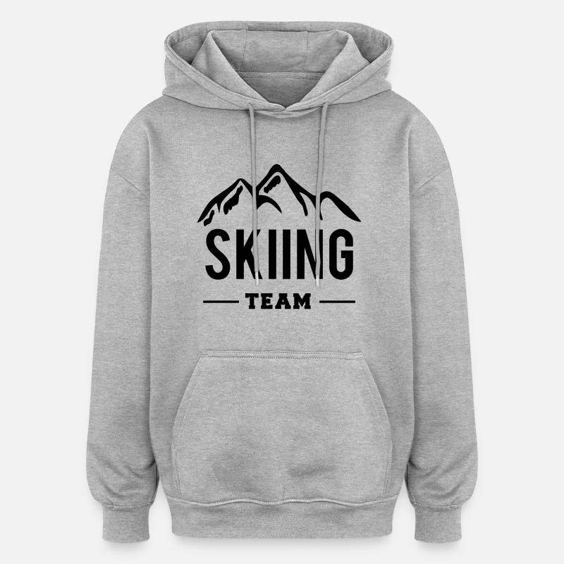 Skiing Team - Sweat à capuche oversize unisexe - gris chiné