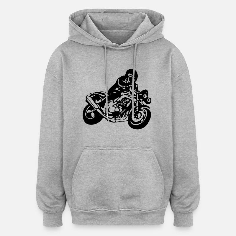 motocycle - Sweat à capuche oversize unisexe - gris chiné
