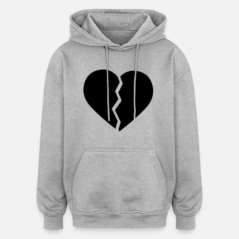 Le cœur brisé - Sweat à capuche oversize unisexe - gris chiné