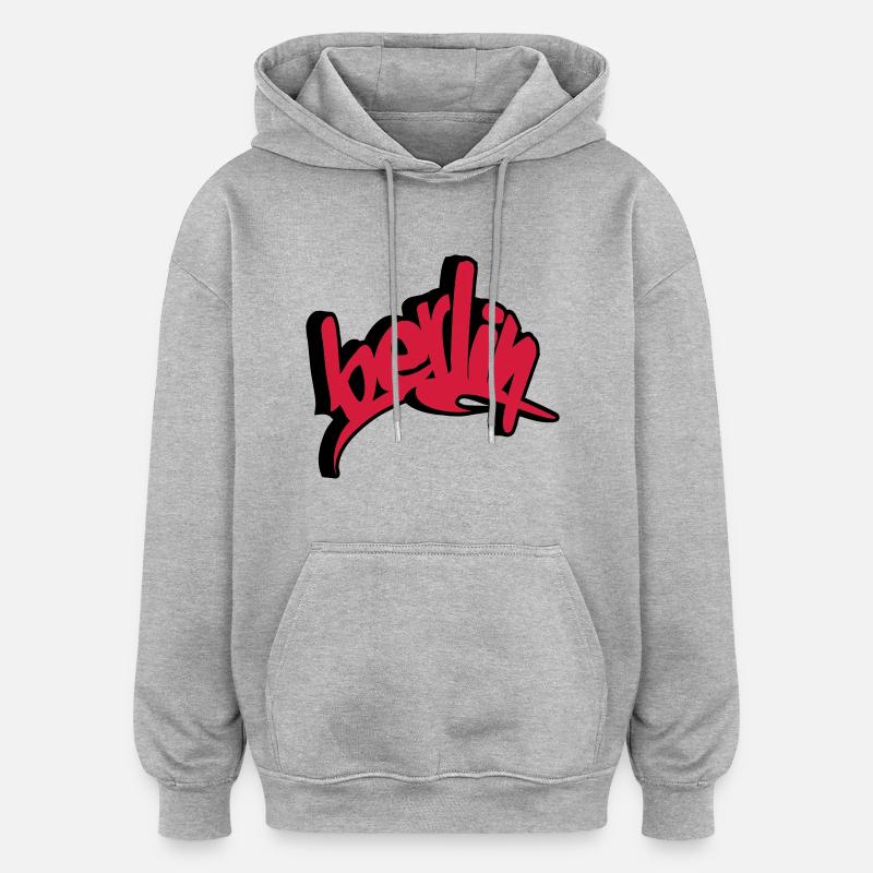 Berlin - Sweat à capuche oversize unisexe - gris chiné