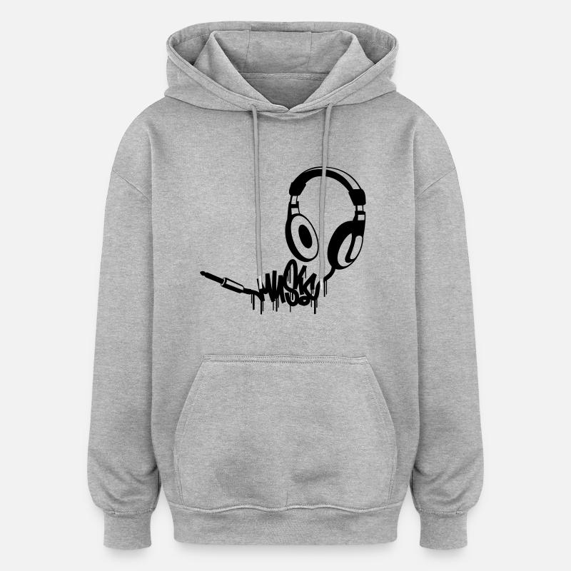 Kopfhoerer_Music - Sweat à capuche oversize unisexe - gris chiné