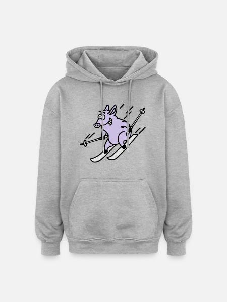 pistensau_02_c_3c - Oversized Unisex Hoodie - Grau meliert