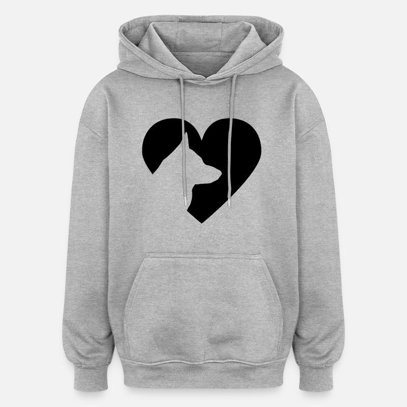 Herz mit Schäferhund Vector - Oversized Unisex Hoodie - Grau meliert
