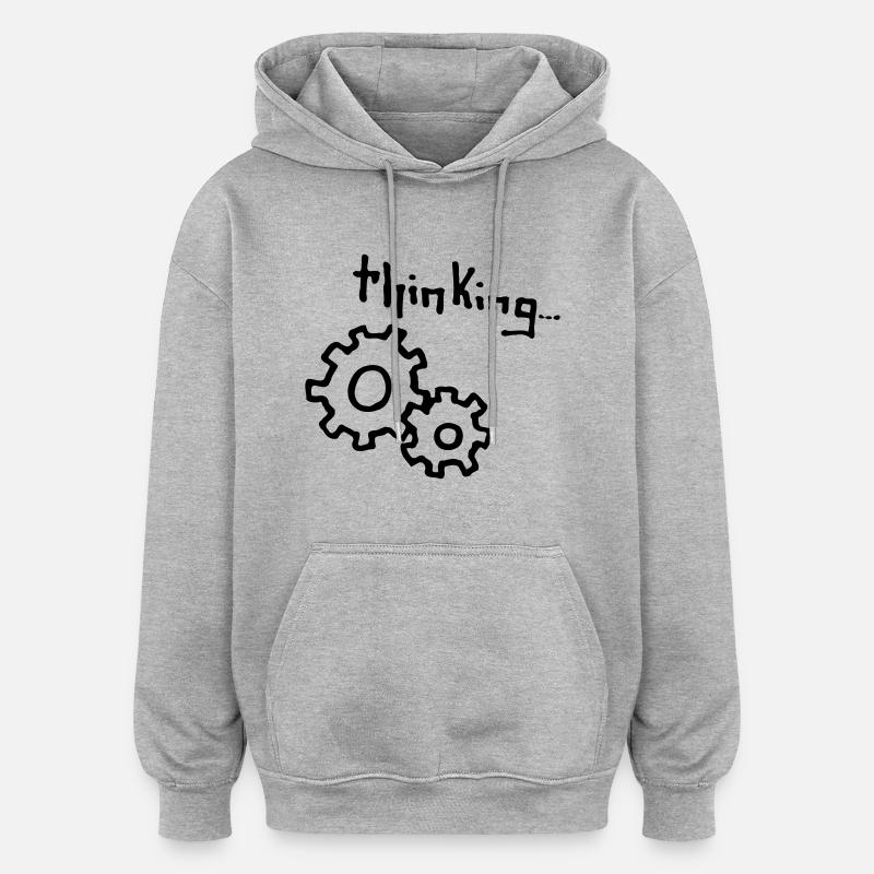 thinking - Sweat à capuche oversize unisexe - gris chiné