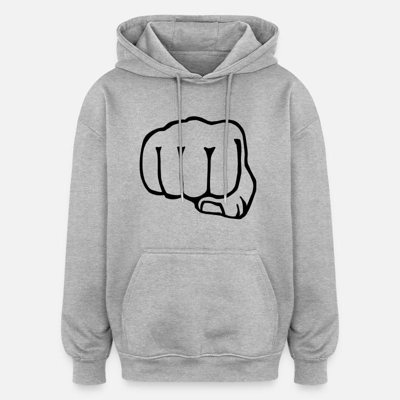 frère poing - boîte - Sweat à capuche oversize unisexe - gris chiné