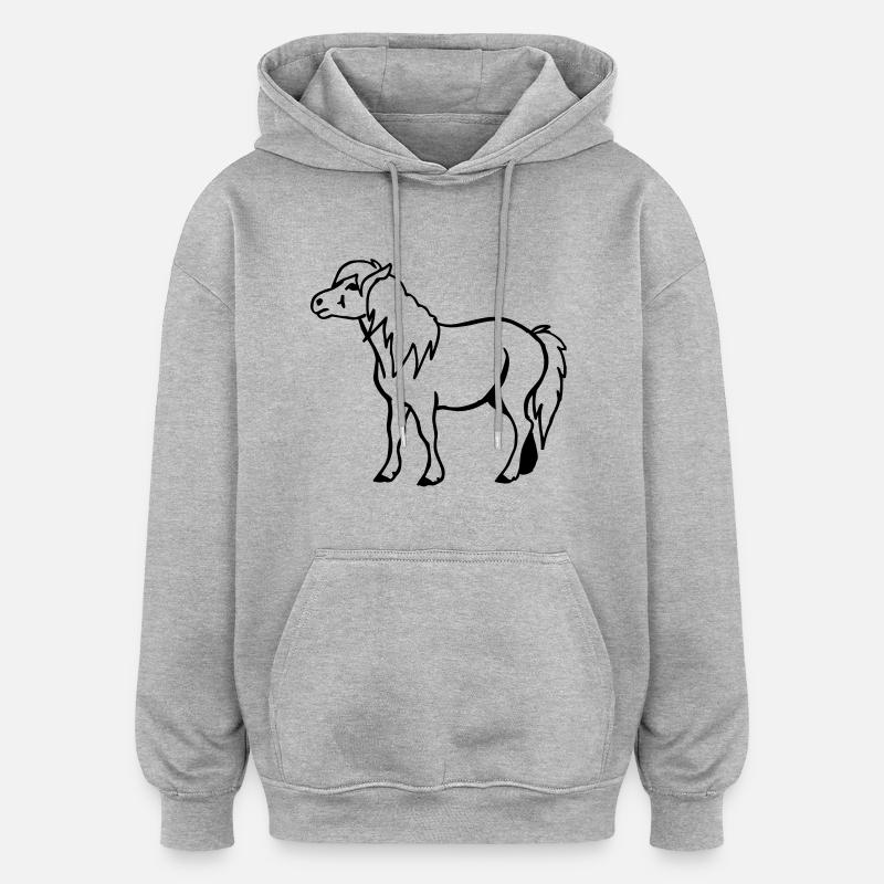 Poney - Sweat à capuche oversize unisexe - gris chiné