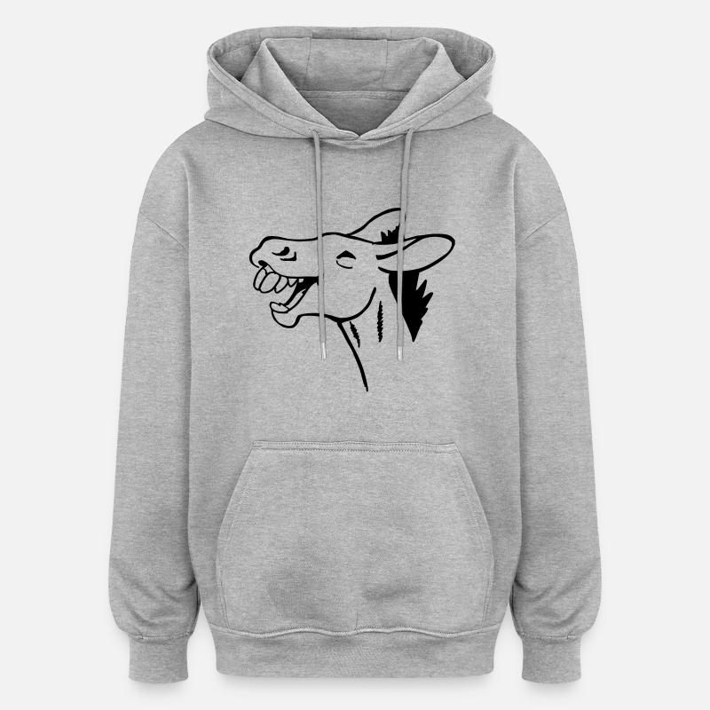 lachender Esel - Oversized Unisex Hoodie - Grau meliert