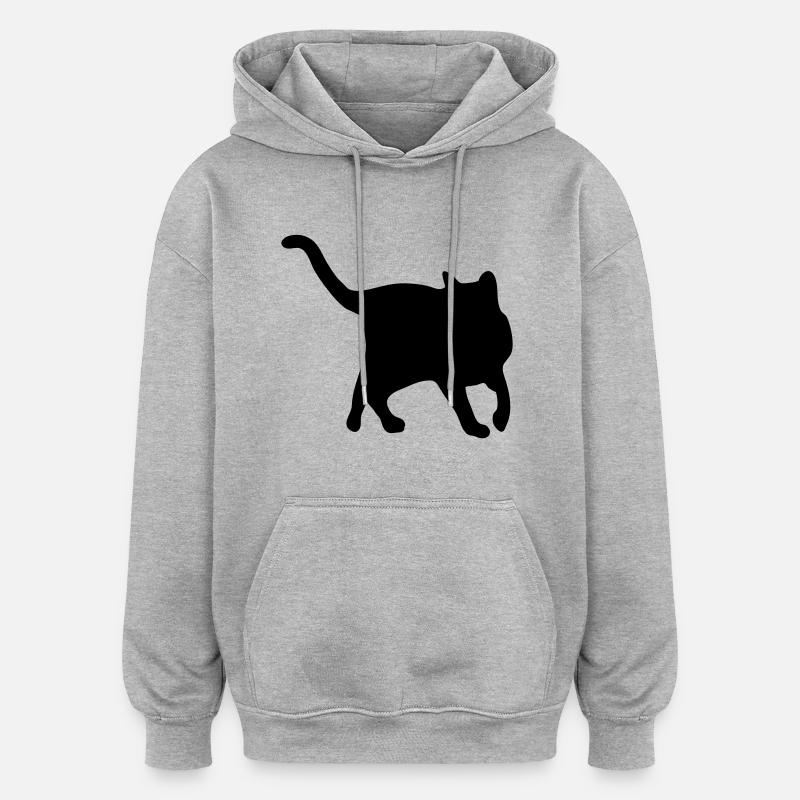 Running Cat - Oversized Unisex Hoodie - heather grey