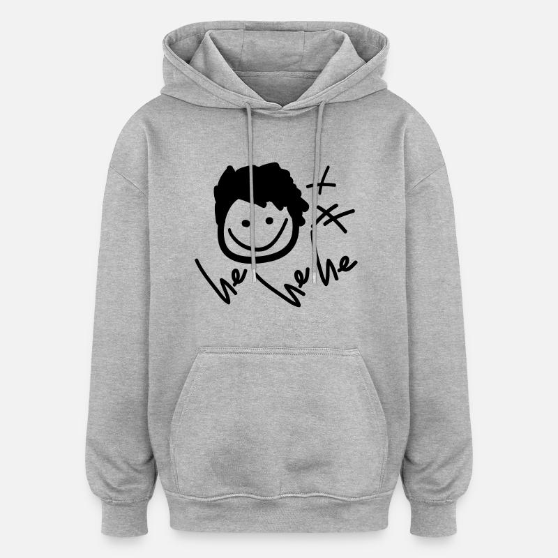 il il he_smile_boy - Sweat à capuche oversize unisexe - gris chiné