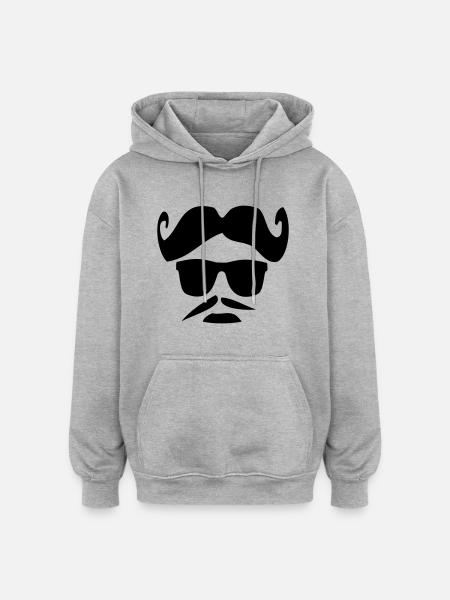 funny_hair_mustache_man - Oversized Unisex Hoodie - heather grey