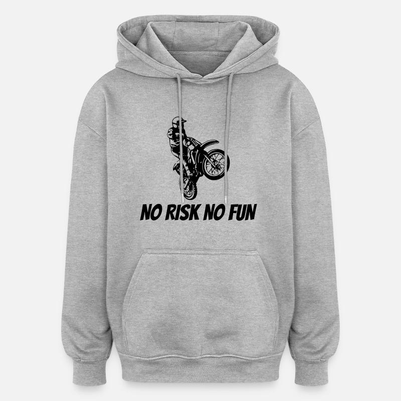 NO RISK NO FUN - Oversized Unisex Hoodie - Grau meliert