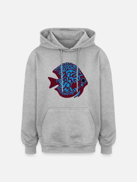 Diskusfisch vektor - Oversized Unisex Hoodie - Grau meliert