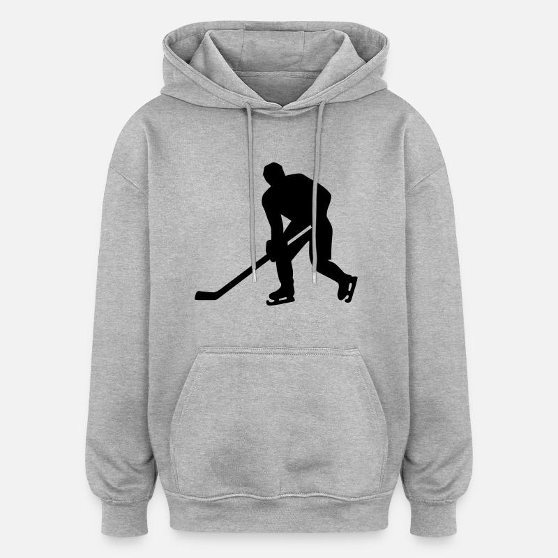 Hockey sur glace - Sweat à capuche oversize unisexe - gris chiné