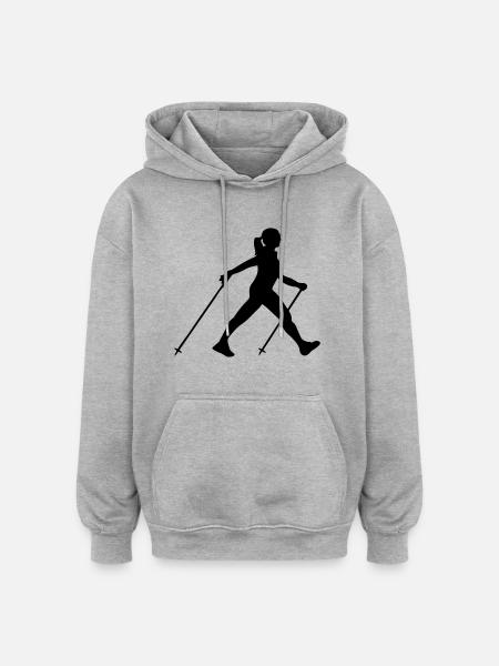 Nordic walking - Oversized Unisex Hoodie - Grau meliert
