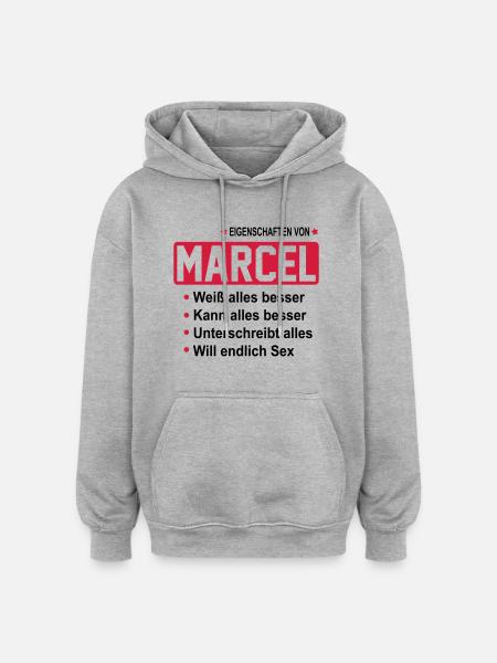 marcel - Oversized Unisex Hoodie - Grau meliert