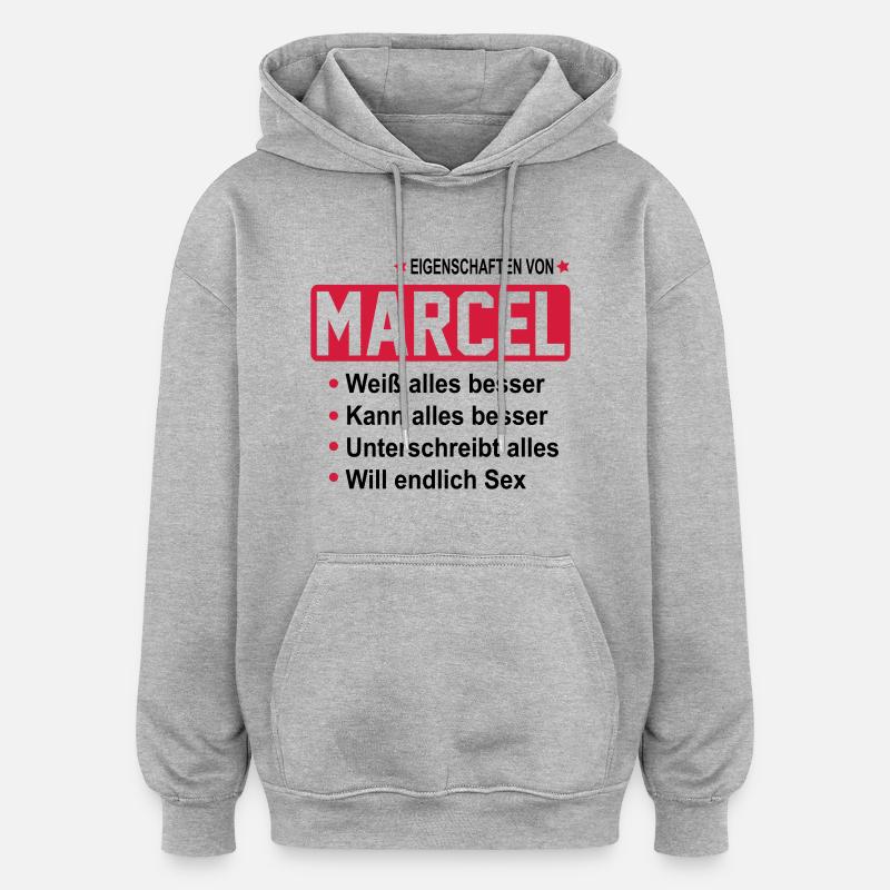 marcel - Oversized Unisex Hoodie - Grau meliert