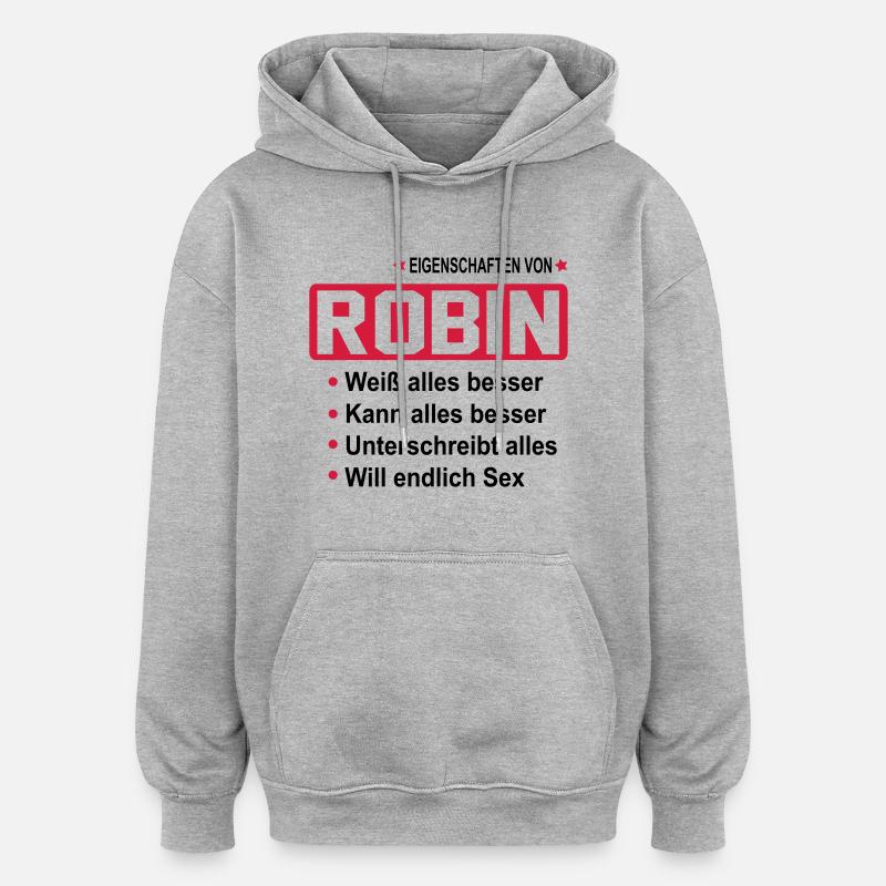 robin - Oversized Unisex Hoodie - Grau meliert