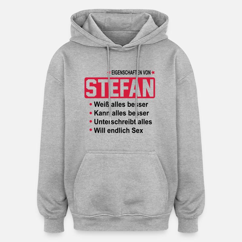 stefan - Oversized Unisex Hoodie - Grau meliert