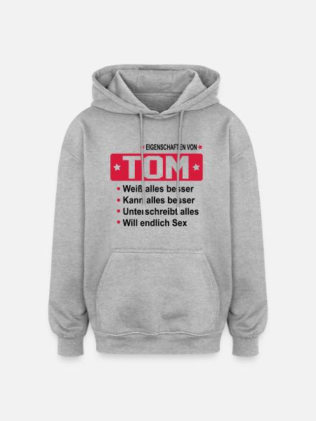 tom - Oversized Unisex Hoodie - Grau meliert