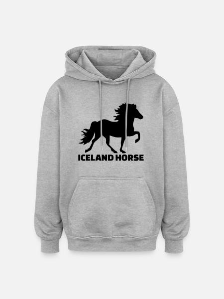 Islandpferd - Oversized Unisex Hoodie - Grau meliert