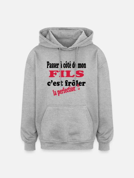 Mon fils la perfection 111 - Oversized Unisex Hoodie - heather grey