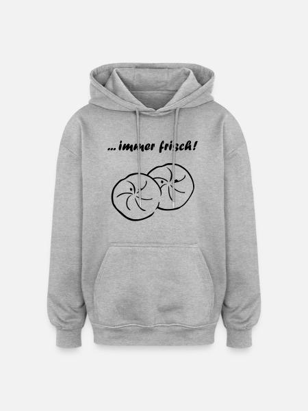 Brötchen...immer frisch - Oversized Unisex Hoodie - Grau meliert