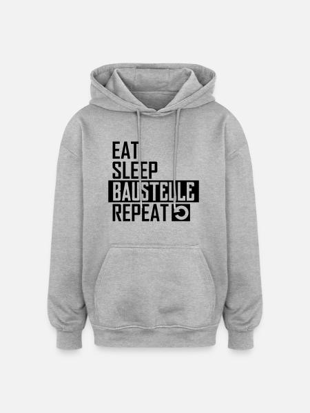 Baustelle - Oversized Unisex Hoodie - Grau meliert