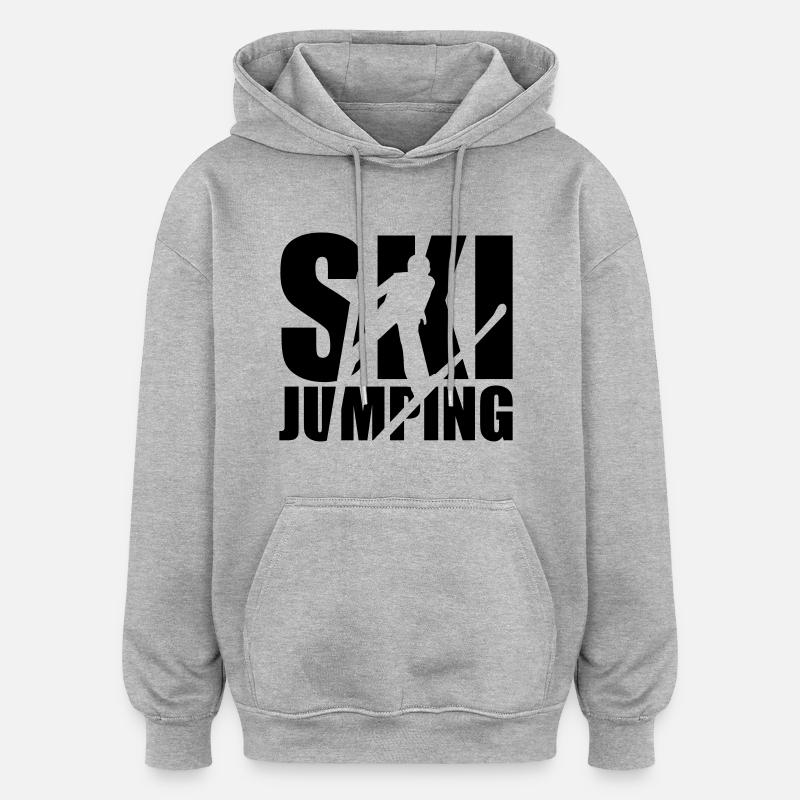 Ski jumping - Sweat à capuche oversize unisexe - gris chiné