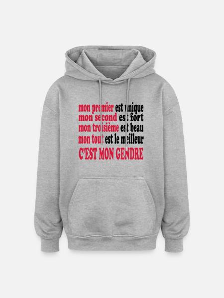 Mon gendre est beau - Oversized Unisex Hoodie - heather grey