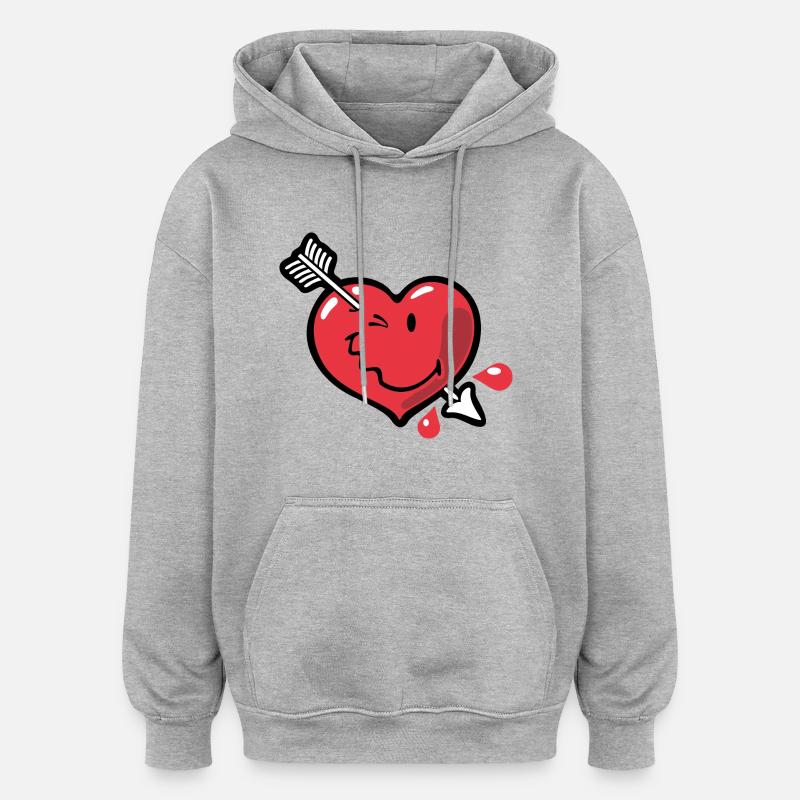 Smiley Heart - Oversized unisex-hettegenser - gråmelert