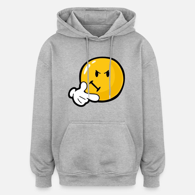 Smiley Anger Invidious - Sweat à capuche oversize unisexe - gris chiné