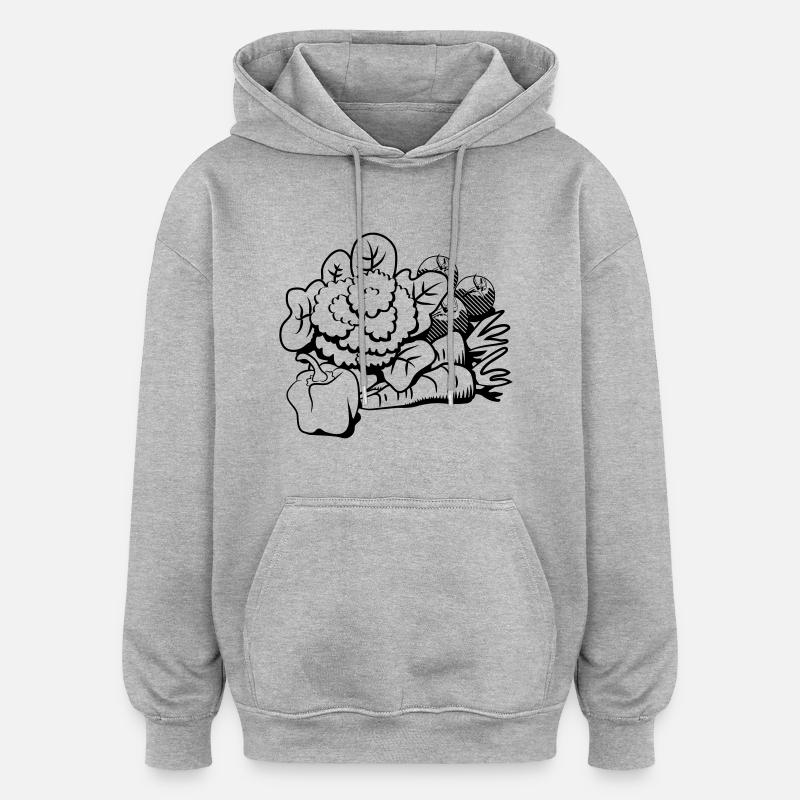 chou-fleur végétal - Sweat à capuche oversize unisexe - gris chiné