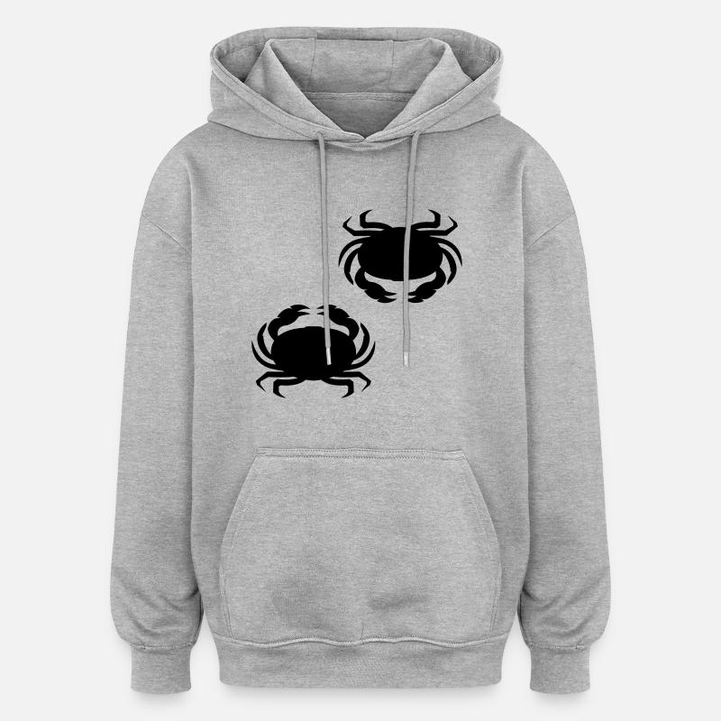 krebs_krabbe_002 - Sweat à capuche oversize unisexe - gris chiné