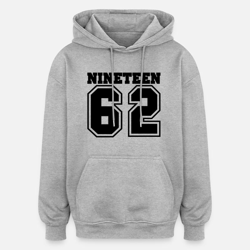 1962 - Sweat à capuche oversize unisexe - gris chiné