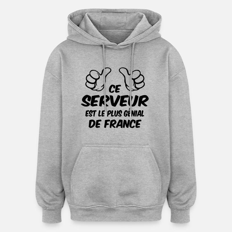 MEILLEUR SERVEUR - Sweat à capuche oversize unisexe - gris chiné