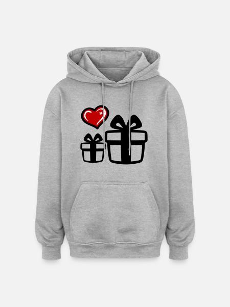 Geschenke - Oversized Unisex Hoodie - Grau meliert